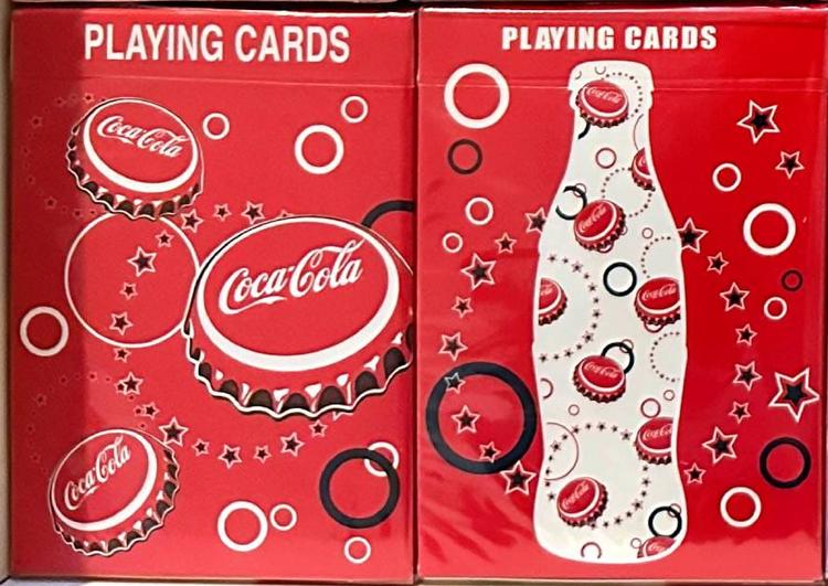 Pair of Bicycle Red/White Coca Cola bottles